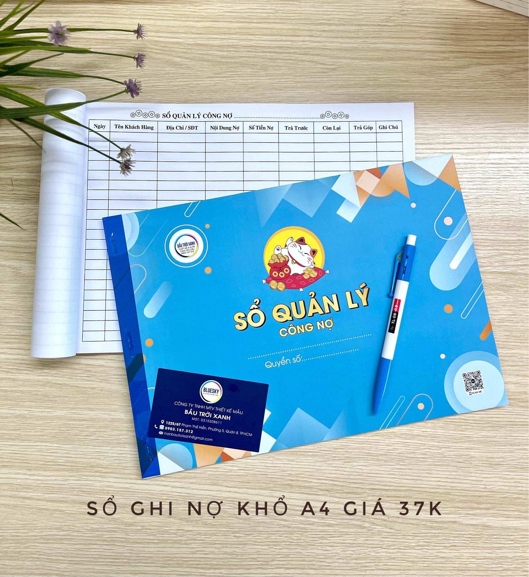Sổ quản lý nợ khổ a4 giấy dày , 50 tờ/quyển