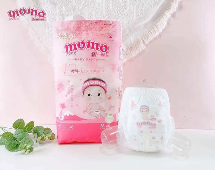 Bỉm tả dán/quần momo diamond organic s64/m62/60/l54/l50/xxl48/xxxl 46