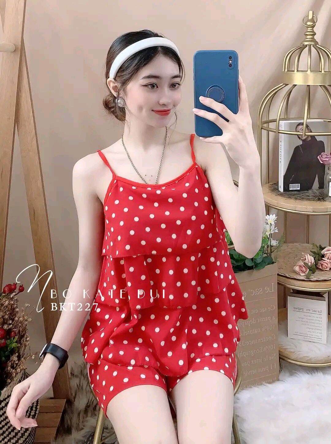 [Hcm]Cute Layered Style Women's Home Wear Made of Silk Fabric - M32