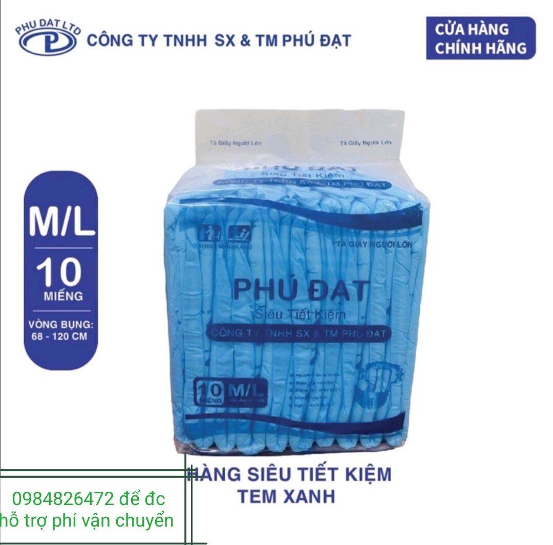 Tã dán người lớn 20 miếng Phú Đạt có vách chống tràn 2 bên size M /L từ 40_80kg dùng siêu tiết kiệm