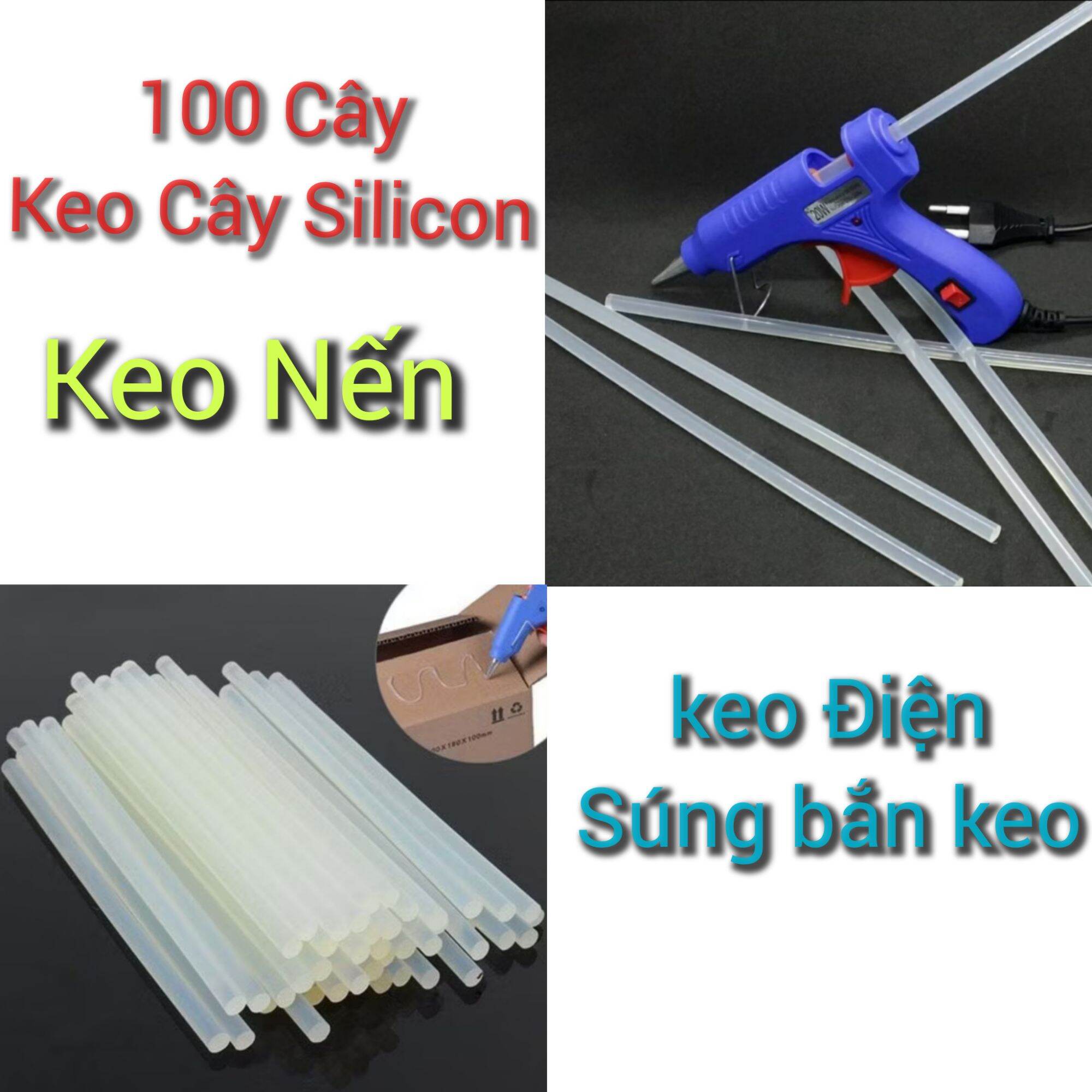 (HCM) 100 cây keo nến keo điện súng bắn keo giá rẻ