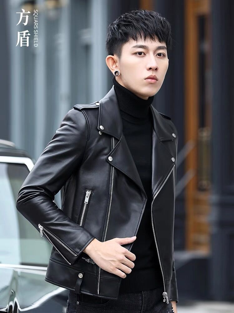 Áo khoác da nữ cổ bẻ bo gấu dáng boxy unisex chất da cao cấp lót lụa dễ phối đồ