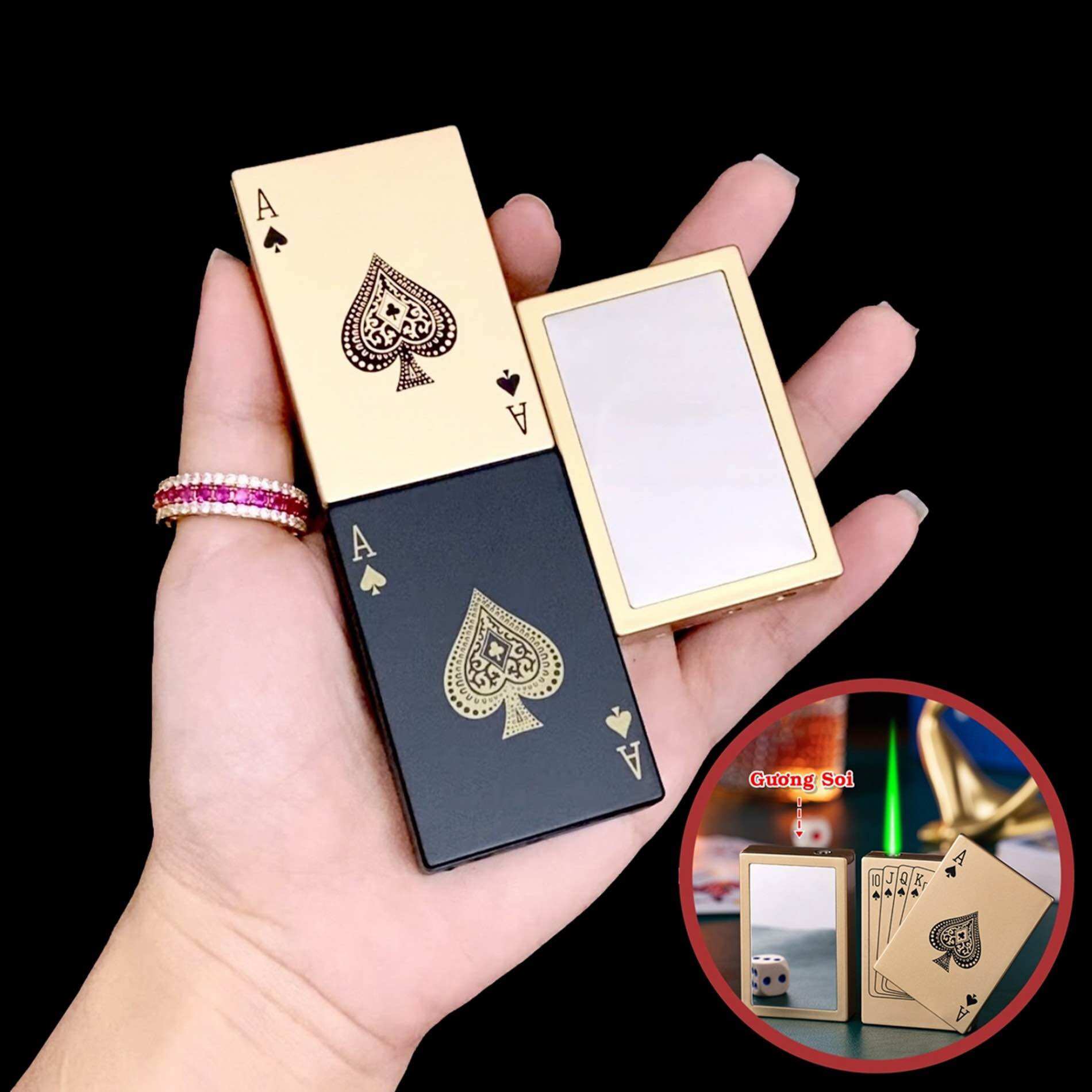 [Hcm] Card-Shaped Gas Lighter – with Mirror, Flashing Led Light, Strong Flame