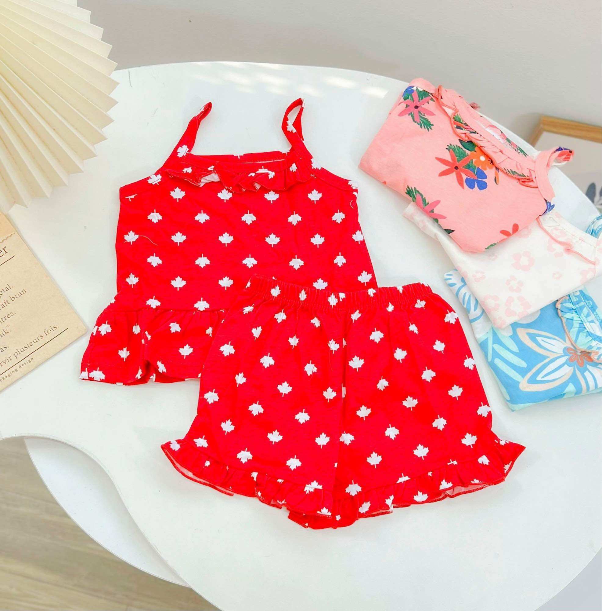 Bộ 2 dây thun cotton cho bé gái 5-18kg