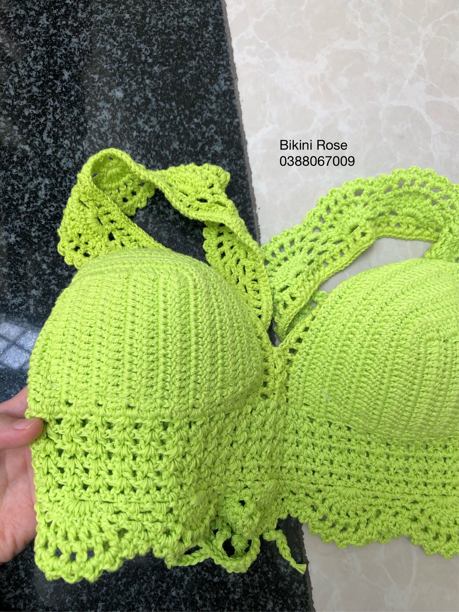 Áo len móc croptop