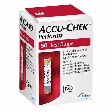 (25/50que) Que thử đường huyết Accu-Chek Performa
