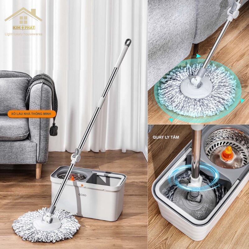 Bộ xô lau nhà 360 độ cai cấp thông minh