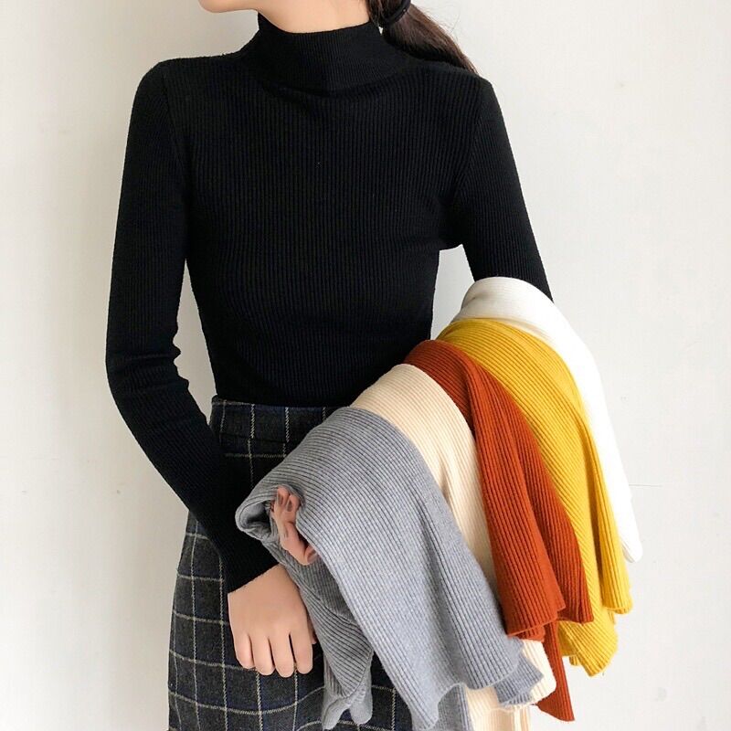 Áo len tăm cổ lọ 5cm chất len mềm mịn phong cách hàn quốc