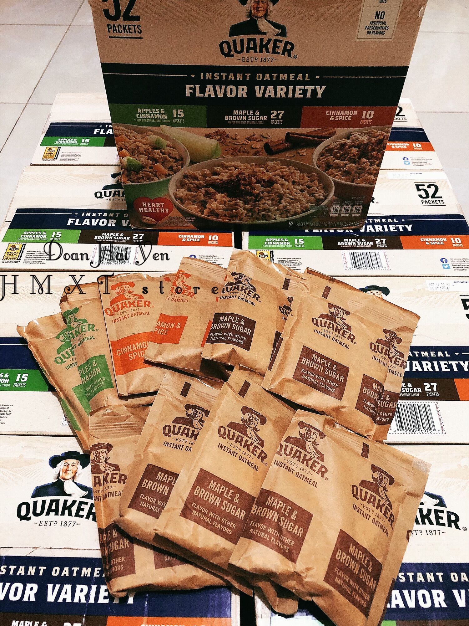 (Bill_Mỹ)Thùng 52 gói yến mạch ăn liền Quaker