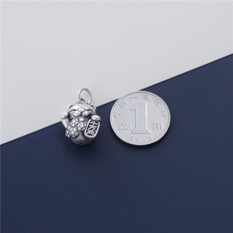 [S925] Charm bạc 3D mèo chiêu tài - MH770