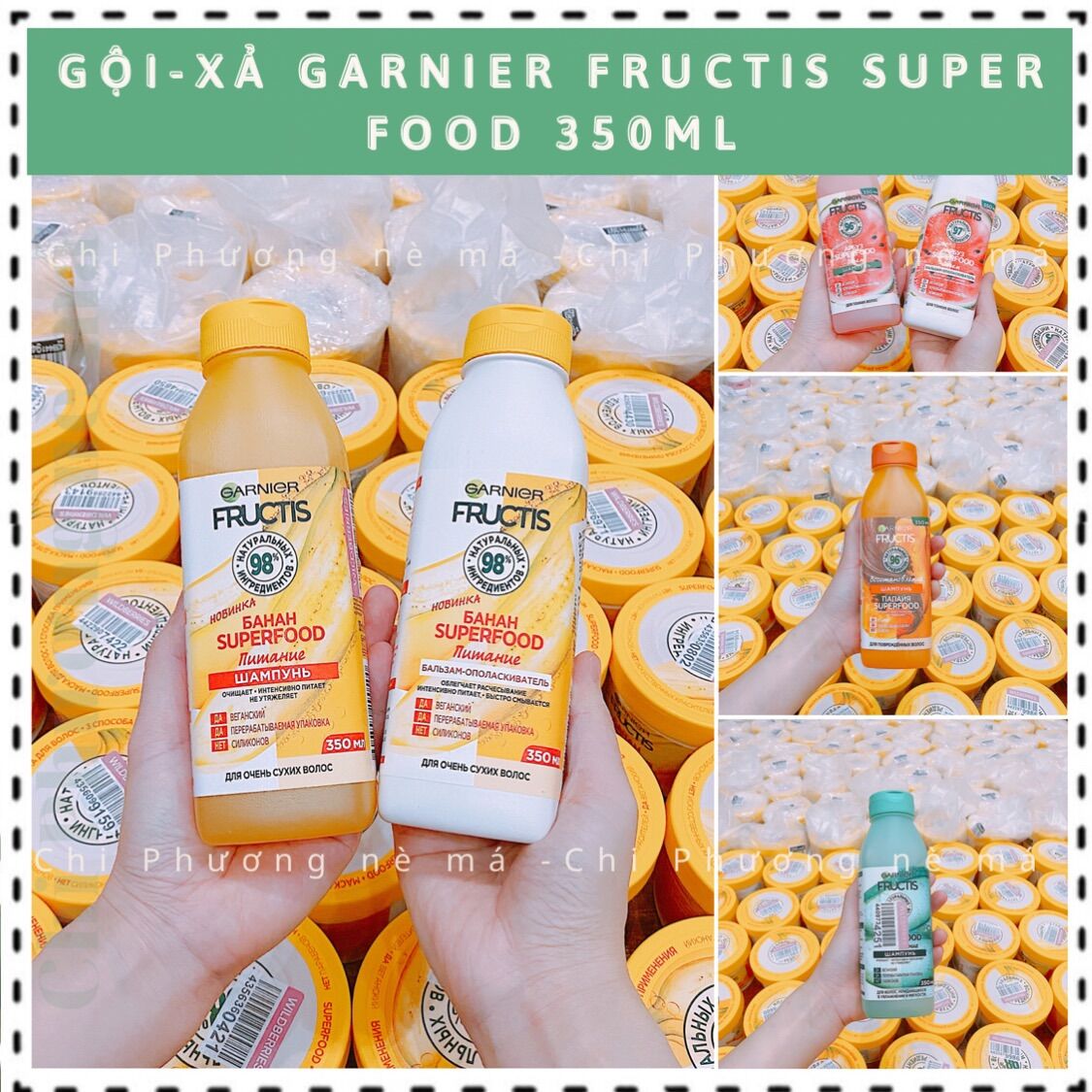 Dầu gội-xả garnier superfood 350ml bill nga