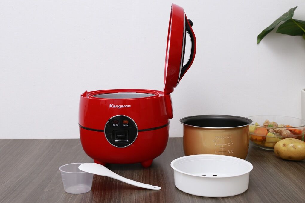 Nồi cơm điện Kangaroo 1.2 lít KG822 đỏ [ 𝗵𝗮̀𝗻𝗴 𝗺𝗼̛́𝗶 𝗰𝗵𝗶́𝗻𝗵 𝗵𝗮̃𝗻𝗴]