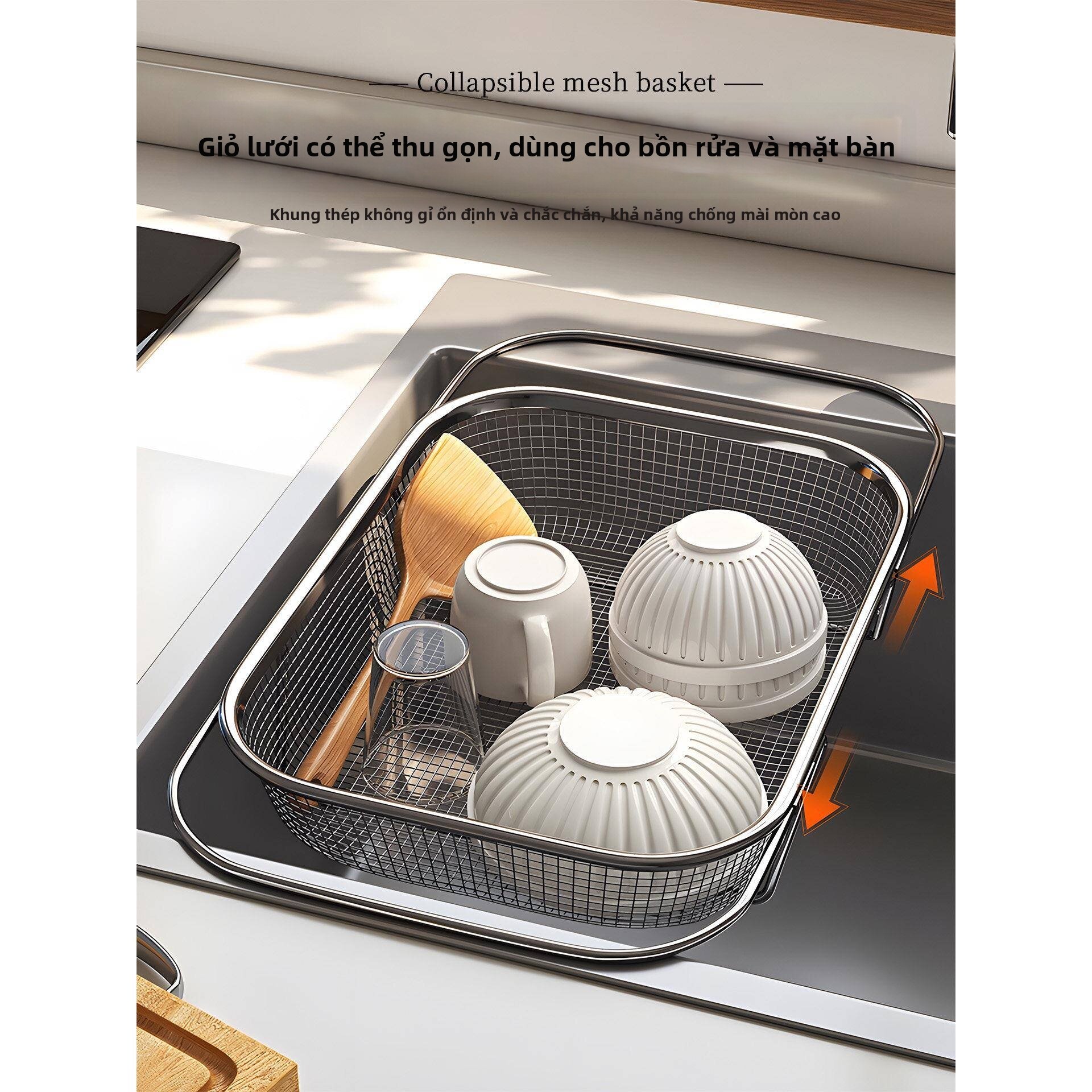 RUANQI | Stainless Steel Adjustable Draining Basket - Thương hiệu RUANQI Giá 610,000 Đồng*Miễn phí vận chuyển