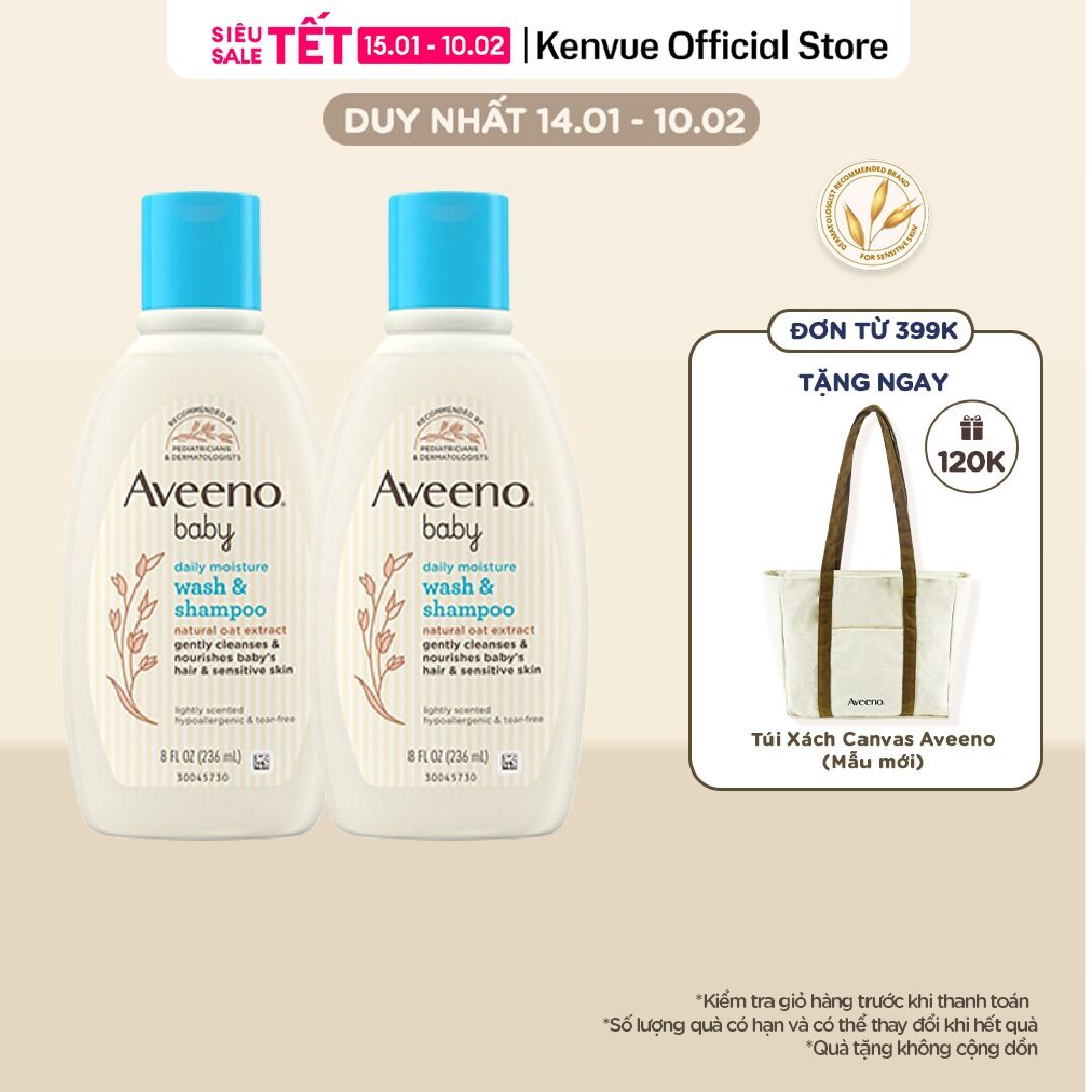 Bộ 2 Sữa tắm gội toàn thân Aveeno baby 236ml