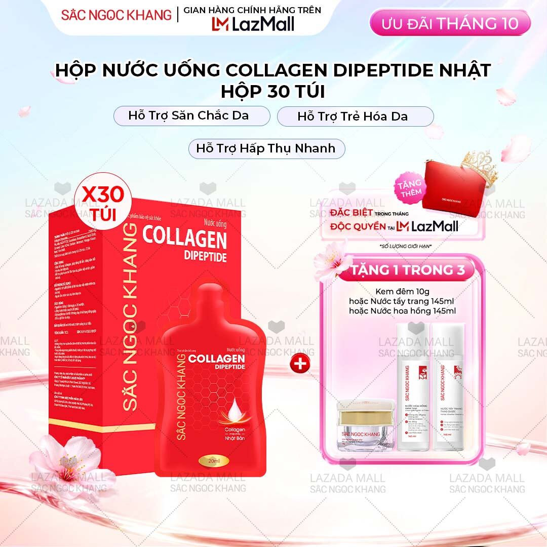 Collagen Dipeptide Sac Ngoc Khang Skin-Beautifying Drink Absorbs Quickly and Is Superior in Helping to Rejuvenate the Skin - Making It Firm and Bright. 30 Bags Ii