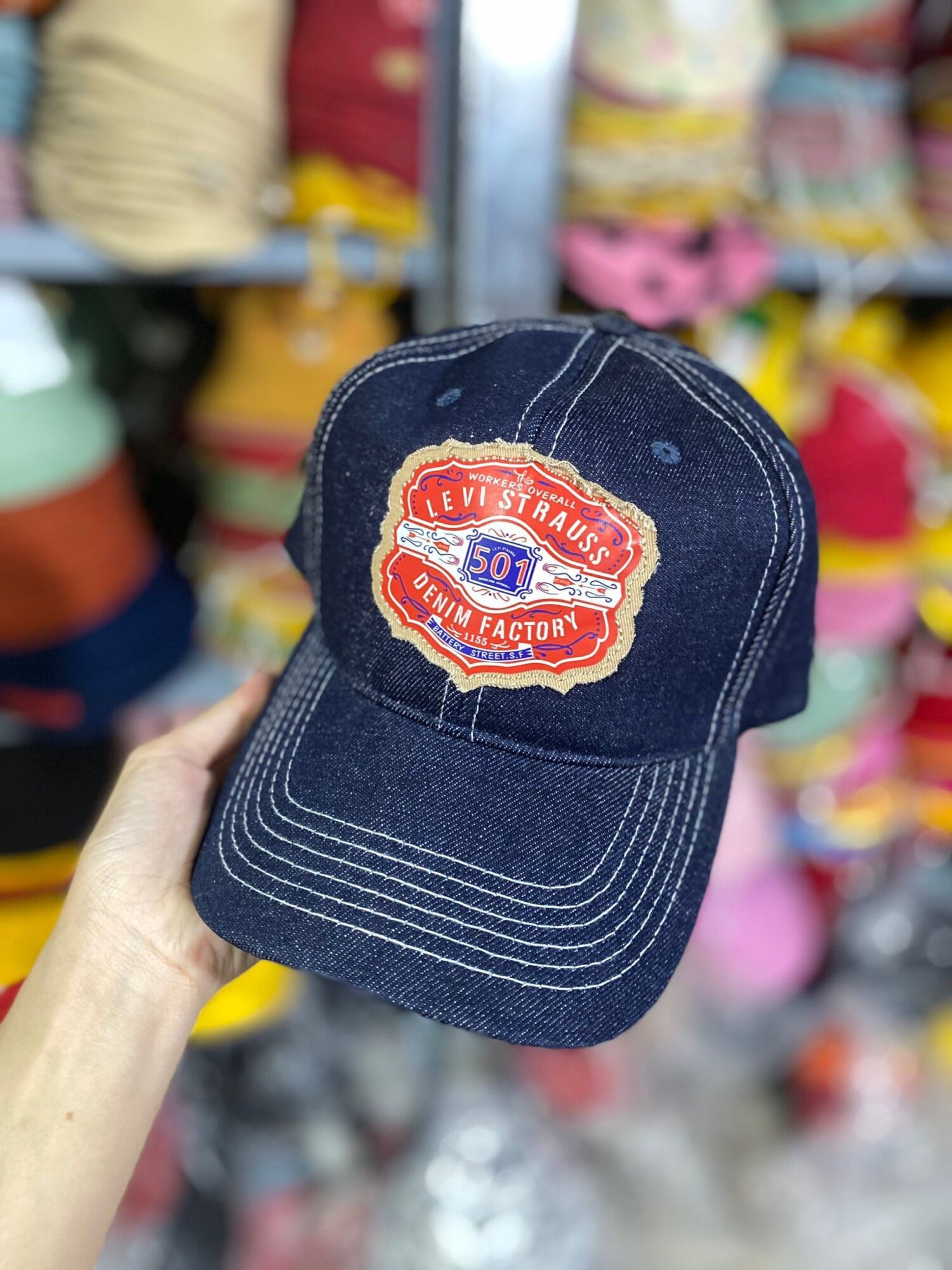 Nón kết jean thêu logo L.Vii siêu đẹp cho Nam Nữ