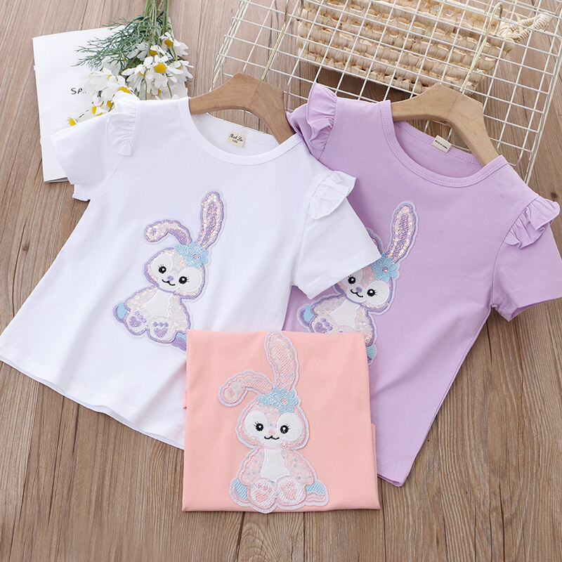 Áo Thun Tay Ngắn Bé Gái Trang Phục Mùa Hè Áo Mặc Trong 2022 Cotton Trẻ Em