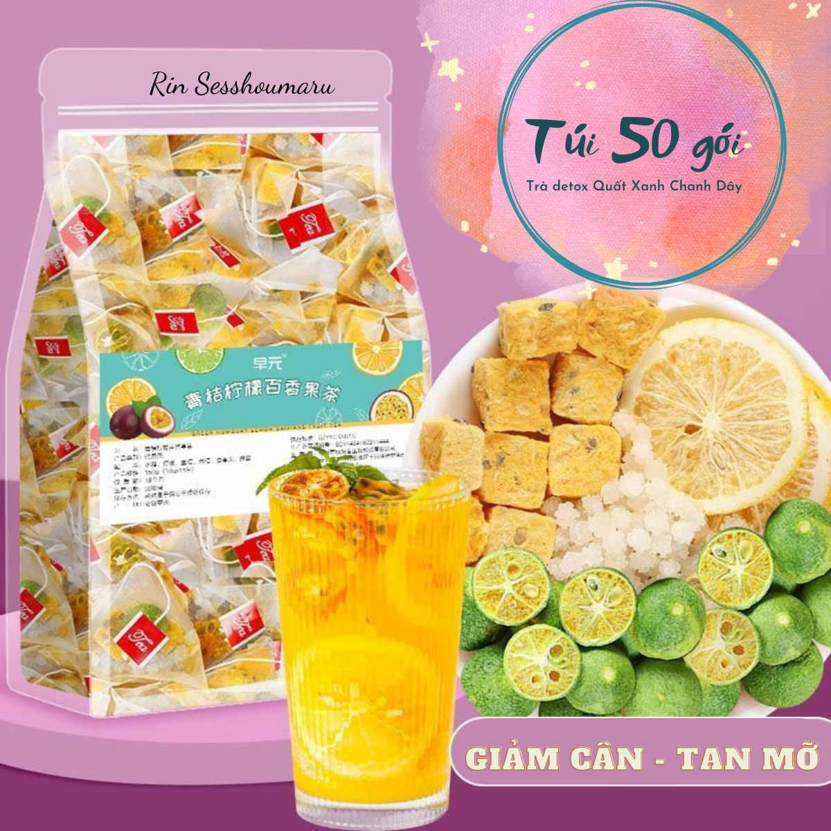 Trà detox tan mỡ quất xanh chanh dây sấy khô