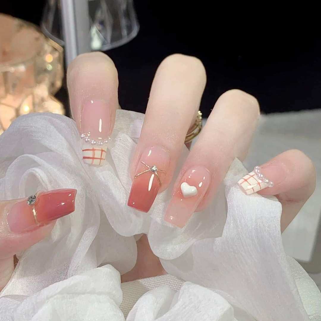 Nailbox thạch đơn giản phối cam đất