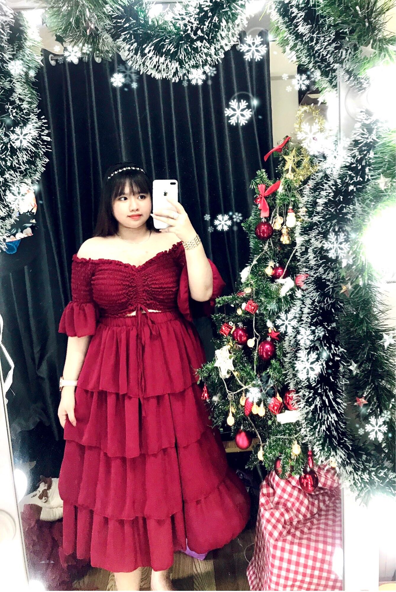 [Bigsize 65-95kg] Set áo rút chân váy 4 tầng