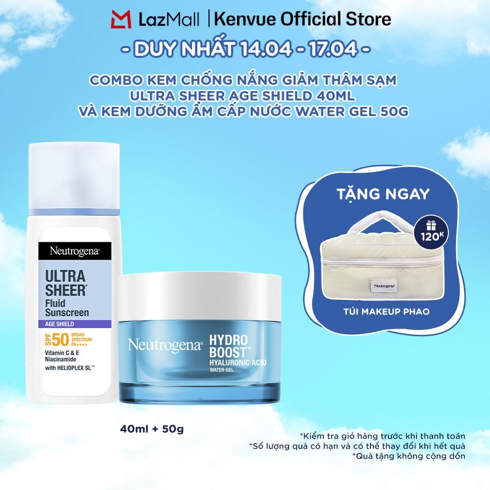 Combo Kem chống nắng Neutrogena Ultra Sheer 40ml + Kem dưỡng ẩm Water Gel 50g