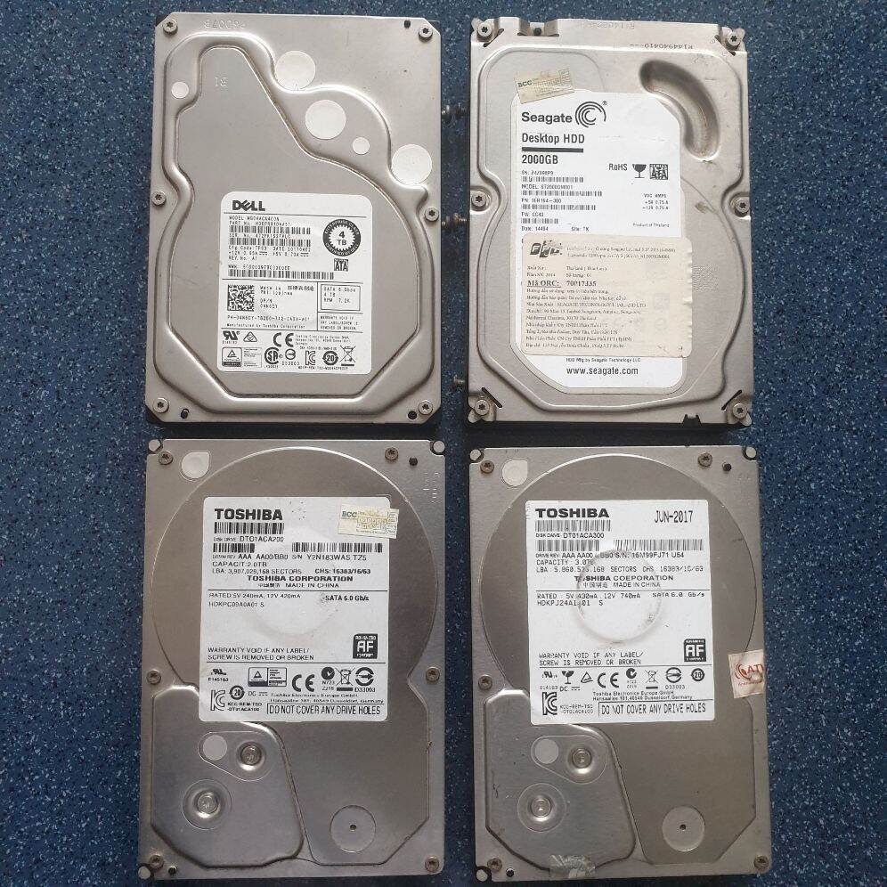 Ổ cứng HDD 1TB 2TB 3TB 4TB Seagate, Toshiba, Dell..., Zin tháo máy cũ (chuyên dùng cho đầu thu camer