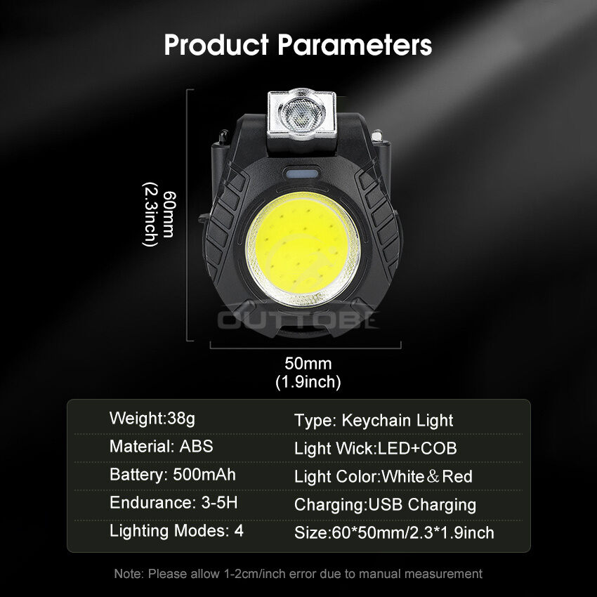 Outtobe Mini Light Portable Cap Light Induction Headlight Multi-Function Lamp Waterproof Work keychain Light USB Rechargeable Flashlight Emergency Lamp for Outdoor Camping Cycling