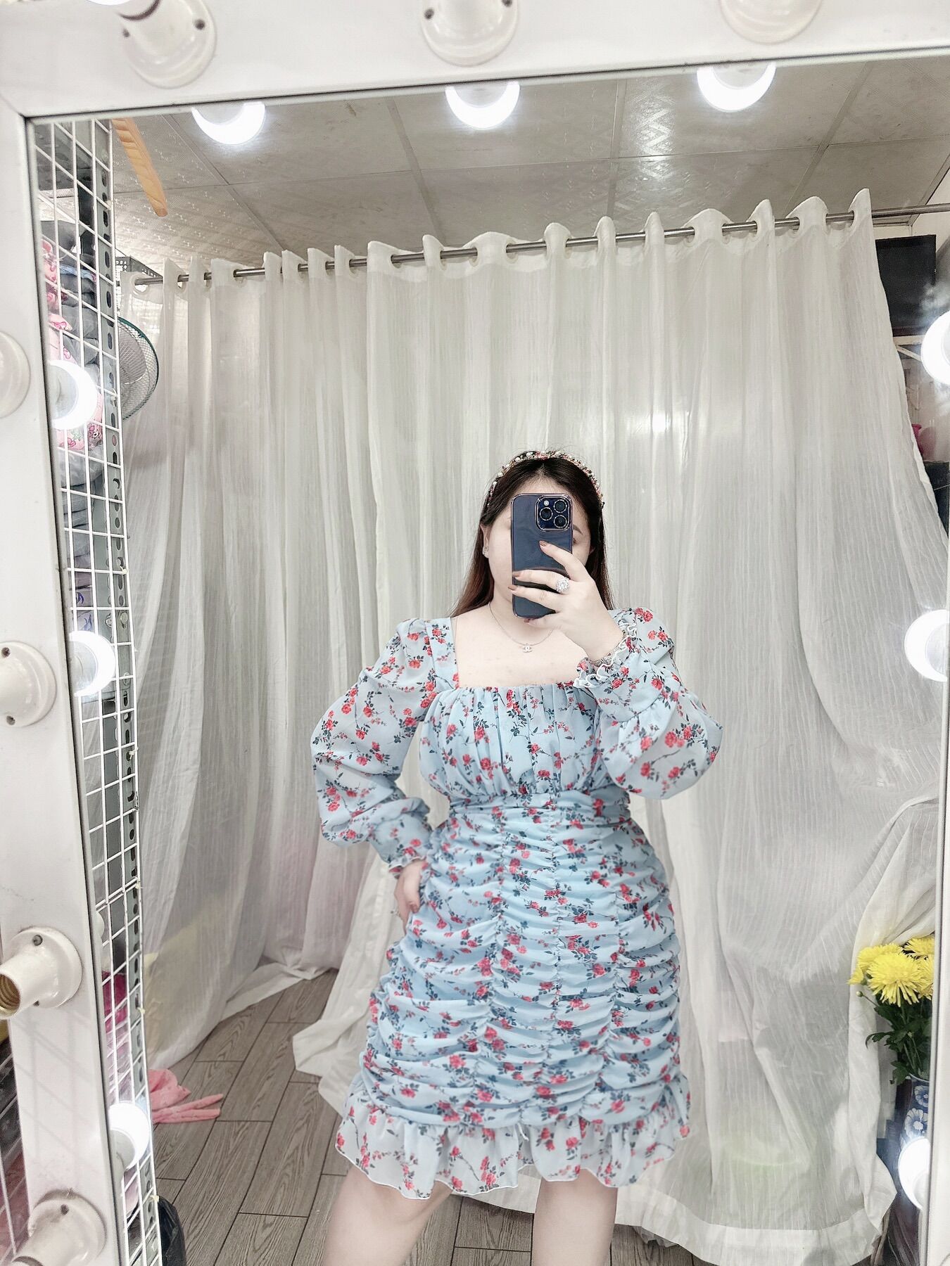 [Bigsize 60-85kg] Đầm nhún tay dài