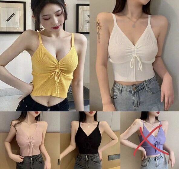 ÁO CROPTOP ÁO HAI DÂY RÚT NGỰC CHẤT THUN GÂN MỀM FROM DƯỚI 50KG