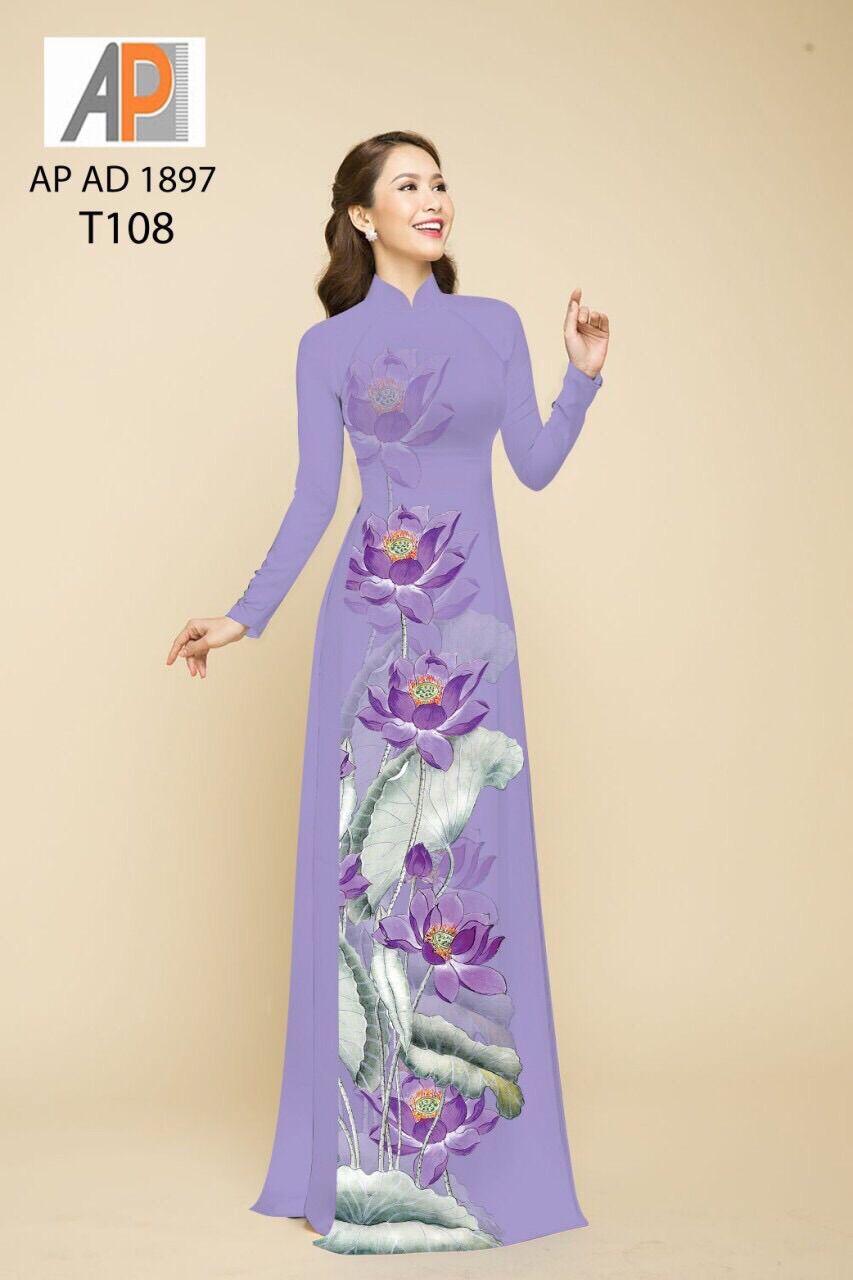 Vải áo dài in hoa sen