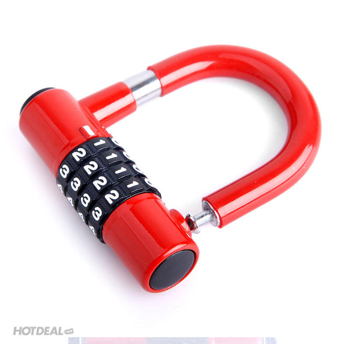 ổ khóa 4 số chống trộm cao cấp màu đỏ
