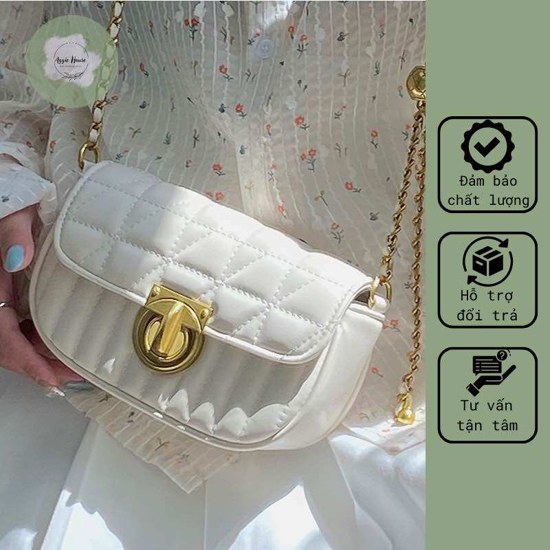 Túi xách nữ thời trang phong cách đeo chéo nấp gập kim loại - aggie house