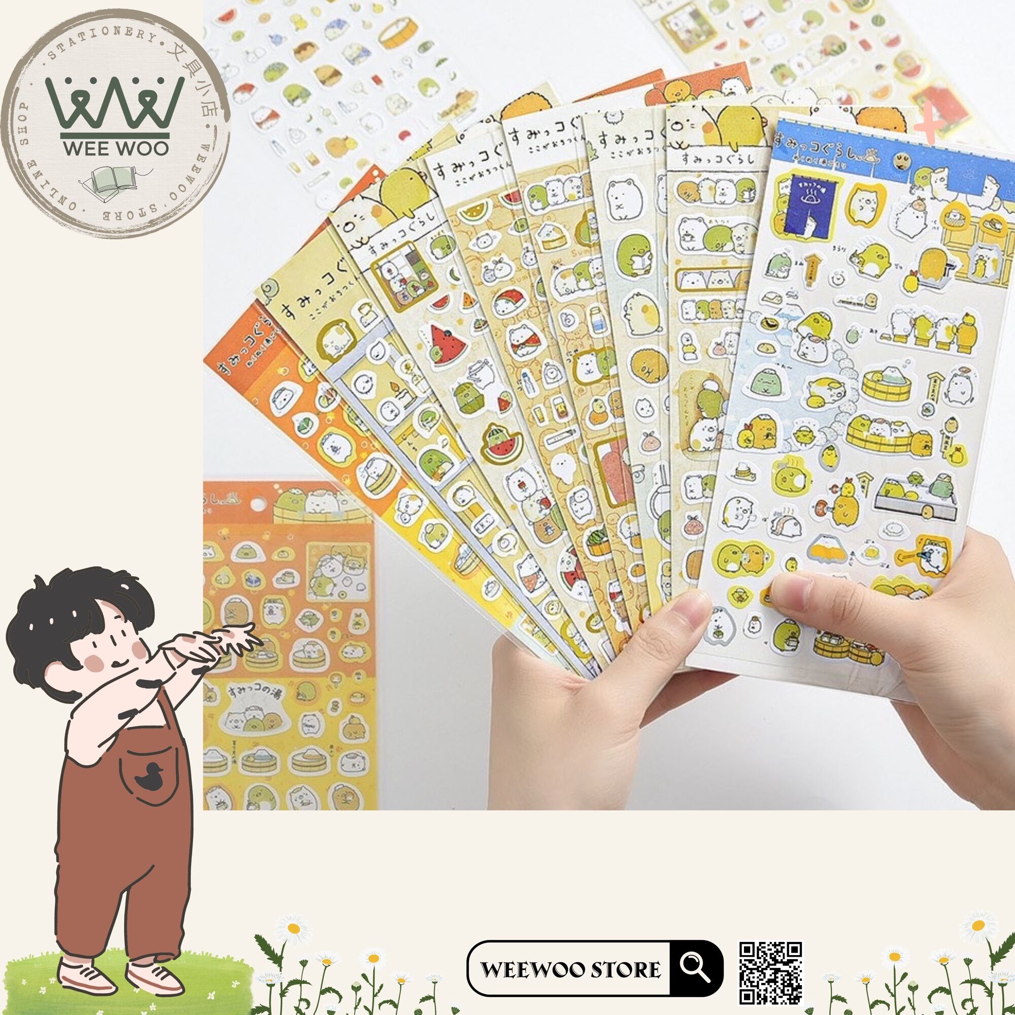 Sticker cute, hình dán sticker cute hoạt hình Gấu Thỏ House trang trí dễ thương - WeeWoo Store