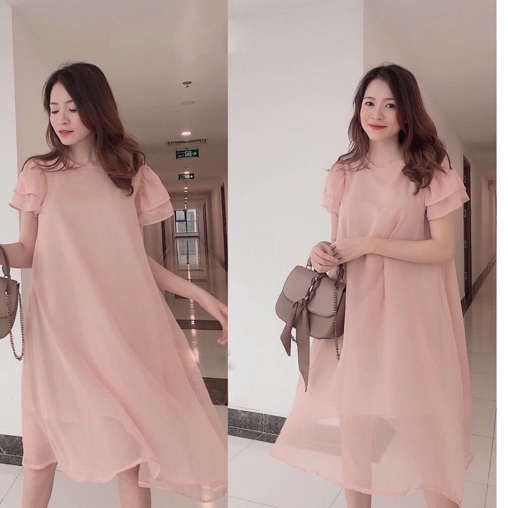 Đầm bầu voan 2 lớp mùa hè siêu mát