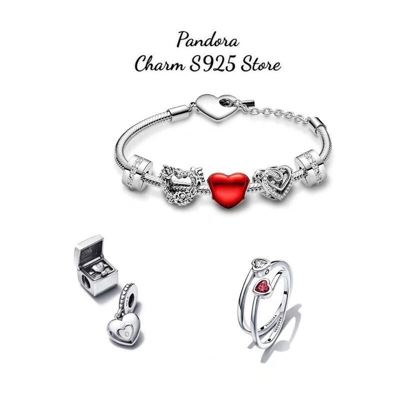 CHARM PAN ALE TIM ĐÔI ĐÍNH ĐÁ BẠC S925 CAO CẤP