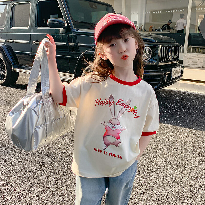 Cotton Short Sleeve T-shirt for Girls Summer - 2