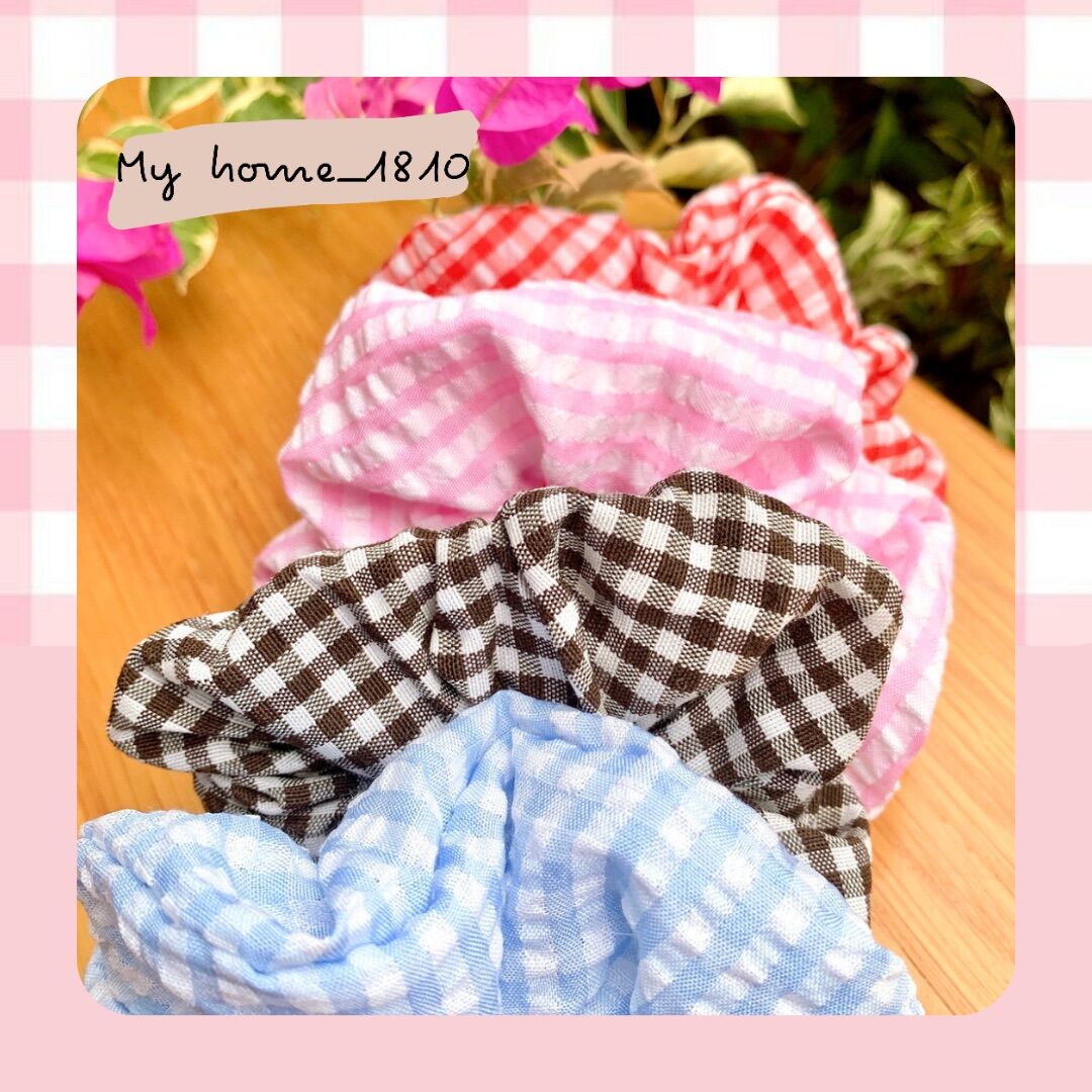 Dây cột tóc scrunchies caro nhiều màu cao cấp