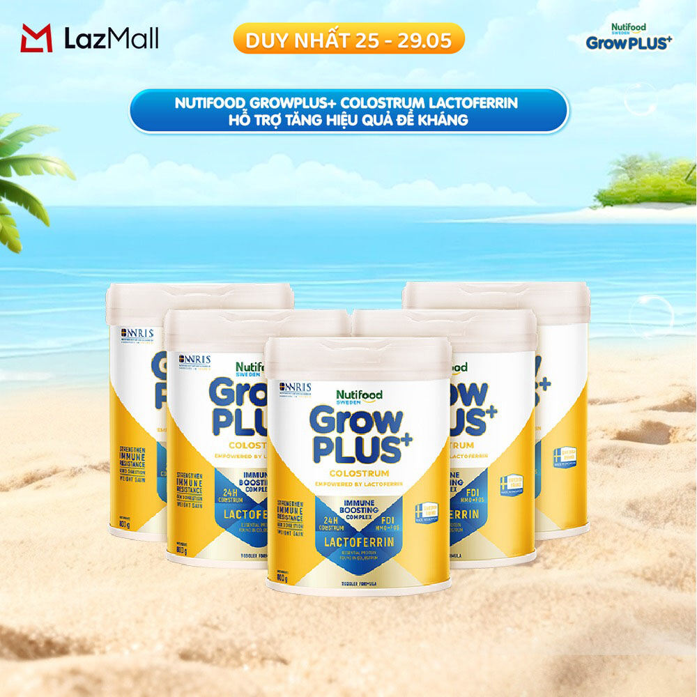 Combo 5 Sữa bột Nutifood Sweden GrowPLUS+ Colostrum Lactoferrin - 800g