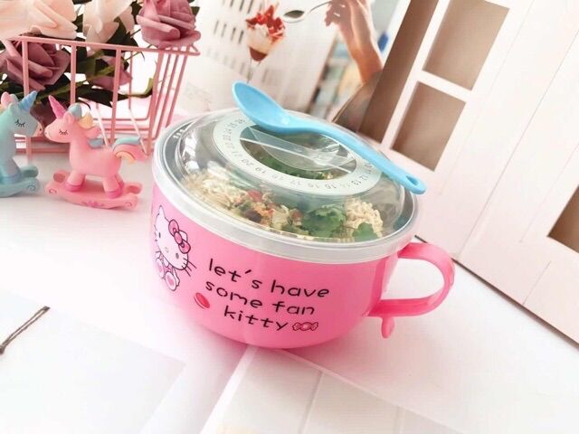 Tô nhựa inox ăn mì Hello Kitty - Doremon Doraemon