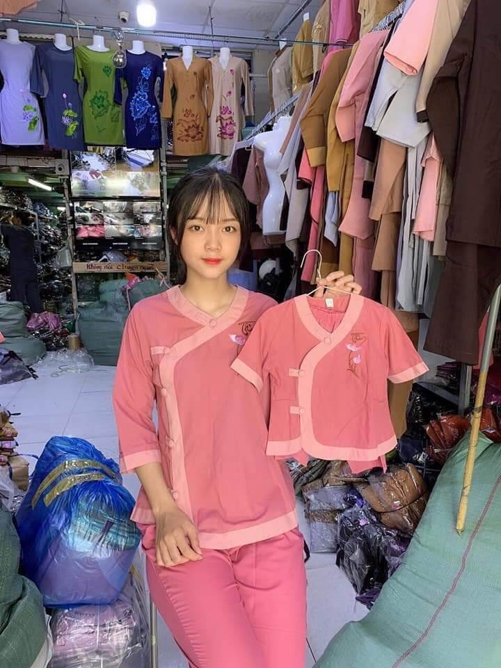 Đồ Lam đi chùa - mẫu tim phối bé gái