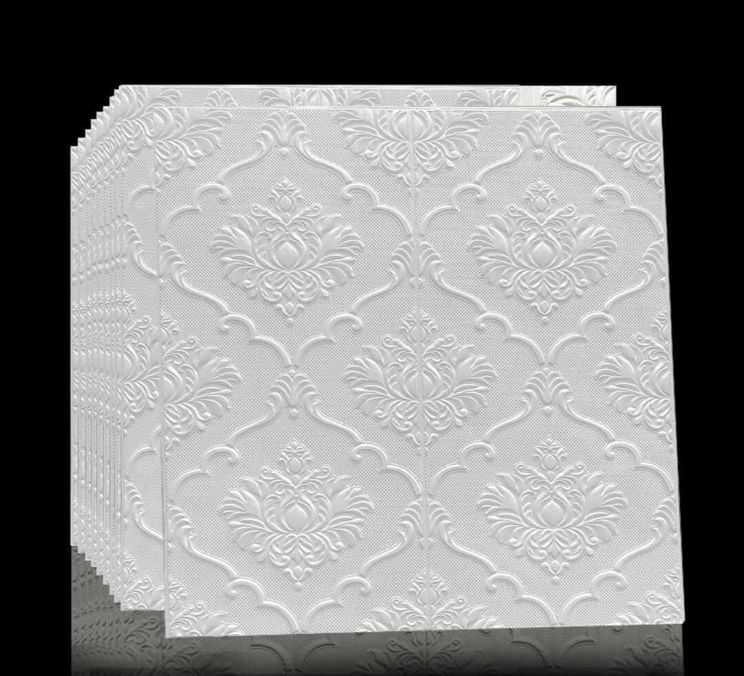 Combo 20 tấm xốp dán tường tân cổ màu trắng. khổ lớn 70x70cm