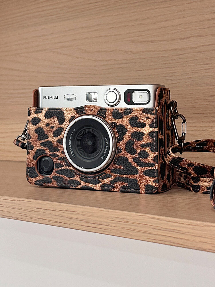 Fujifilm Minievo Vỏ Bảo Vệ Retro Da Túi Bảo Quản Da Báo Nâu Mini Evo Túi Đựng Máy Ảnh Thời Trang Phụ Kiện Túi Đeo Vai