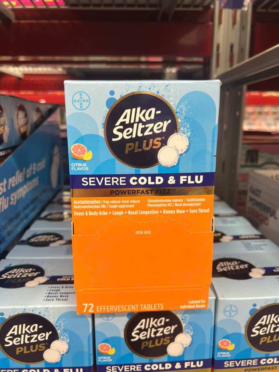 Viên sủi giảm cảm lạnh Alka Seltzer Cold & Plu 72 viên
