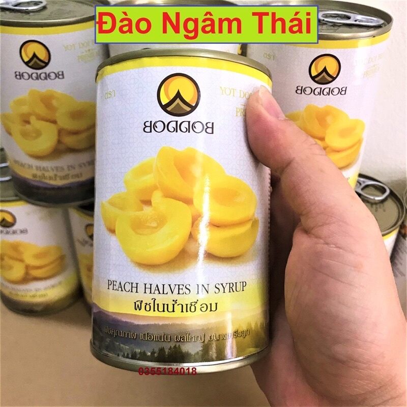 Đào ngâm thái lan boddob lon nhỏ 425g