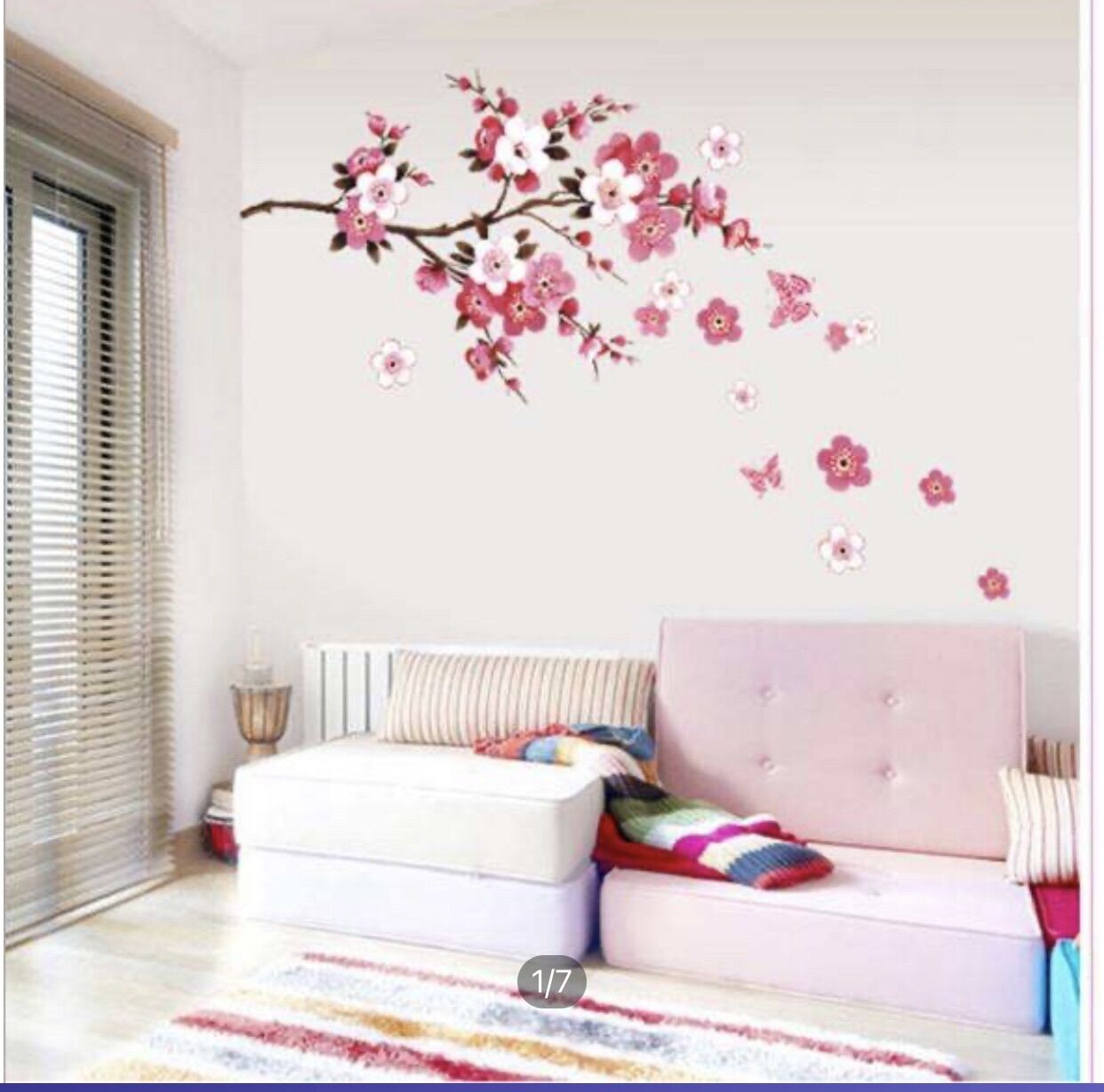 Decal trang trí tường - Cành Đào Hồng Trắng