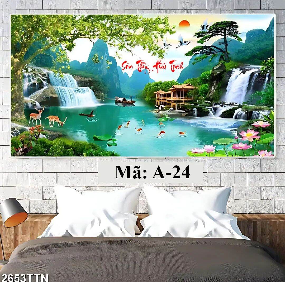 TRANH Tráng gương sẵn treo  PHONG CẢNH LÀNG QUÊ 2MX90 150x70cm 120x60cm vv cỡ theo yêu cầu
