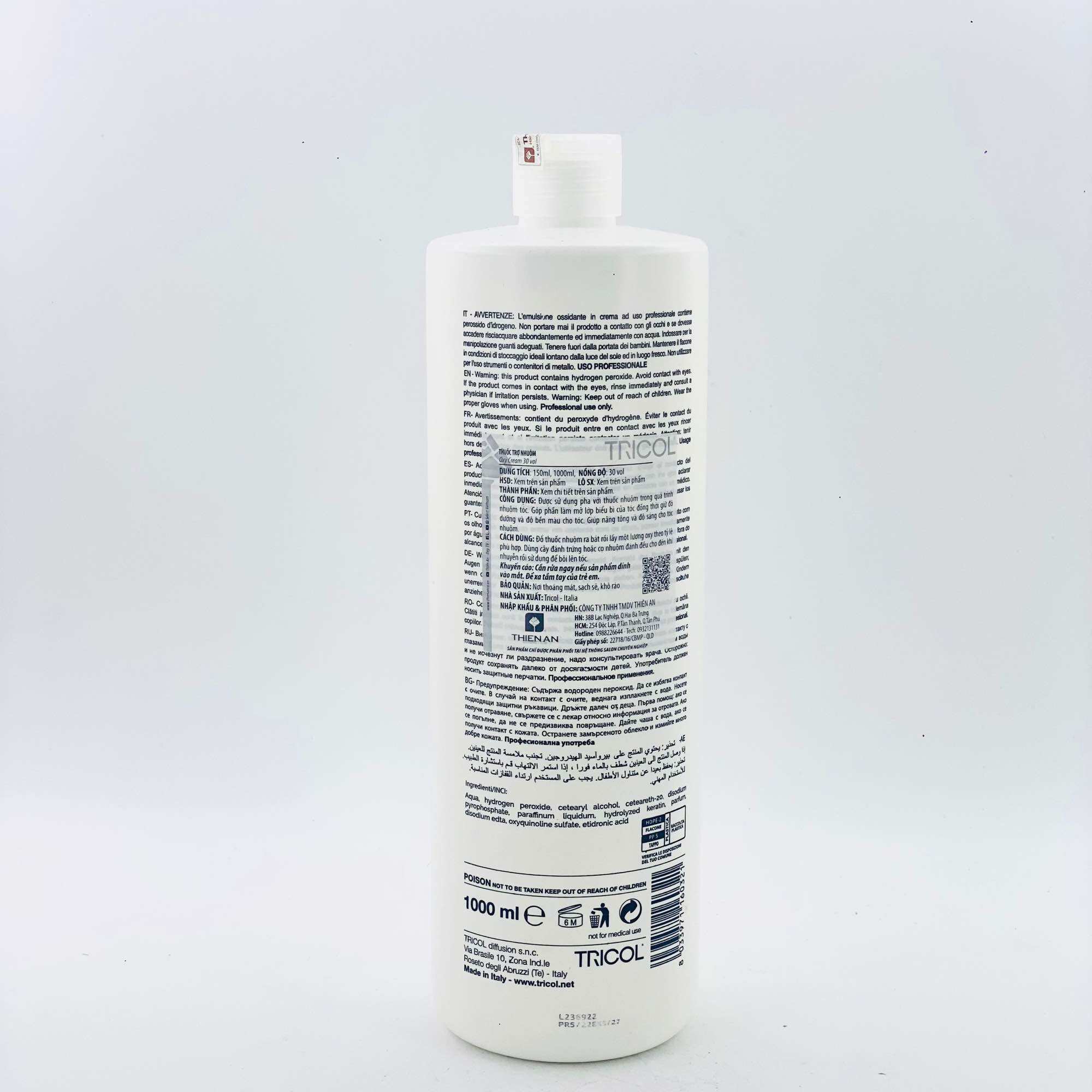 Oxy trợ nhuộm tóc cao cấp TRICOL 1000ml