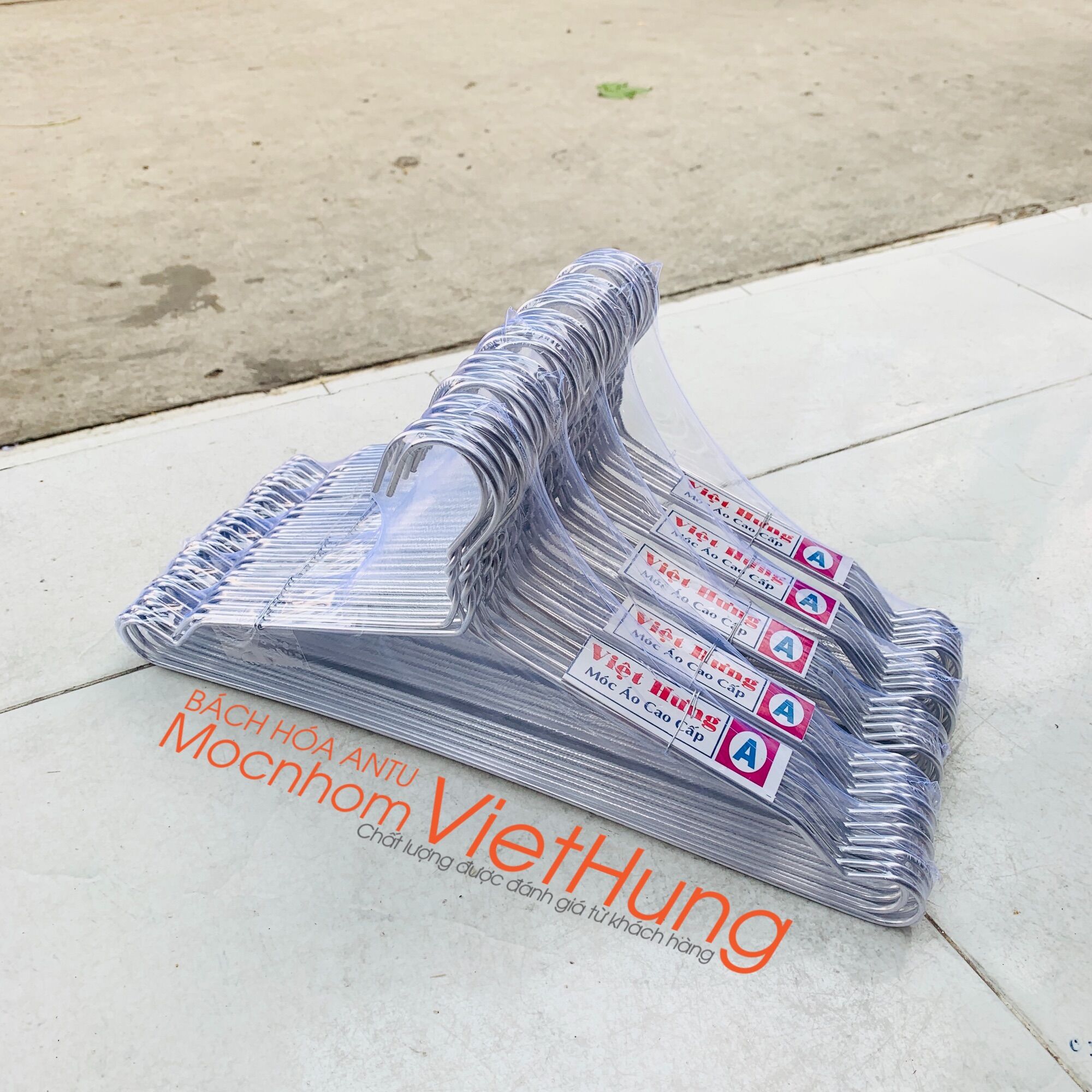 Combo 50 Móc quần áo Loại A Móc nhôm treo quần áo dài 39,5cm - VIỆT HƯNG