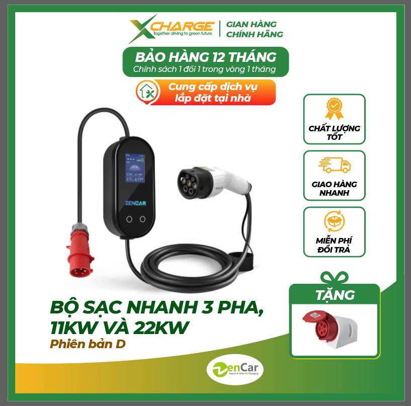 Siêu giảm giá tháng sinh nhật 2 năm kinh doanh bộ sạc bộ sạc zencar 22kw 3 pha bản d 2023 chính hãng giá tốt nhất, bộ sạc nhanh xe ô tô điện vinfast vf8, vf9
