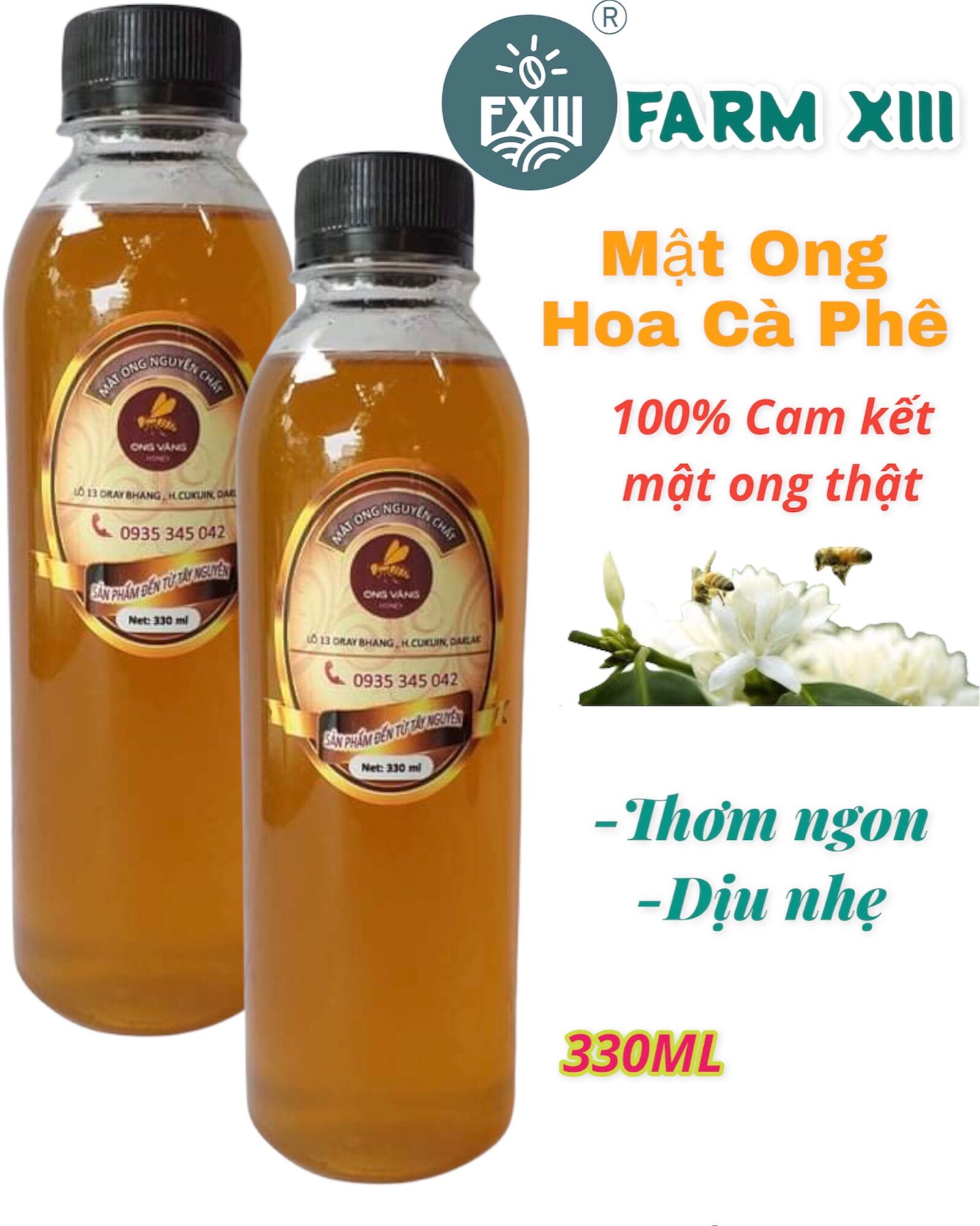 Mật ong hoa cà phê đaklak cam kết nguyên chất thật 100% thương hiệu ong vàng honey.